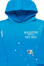 Boys Rockstar Art Dist. Blue Graphic Hoodie