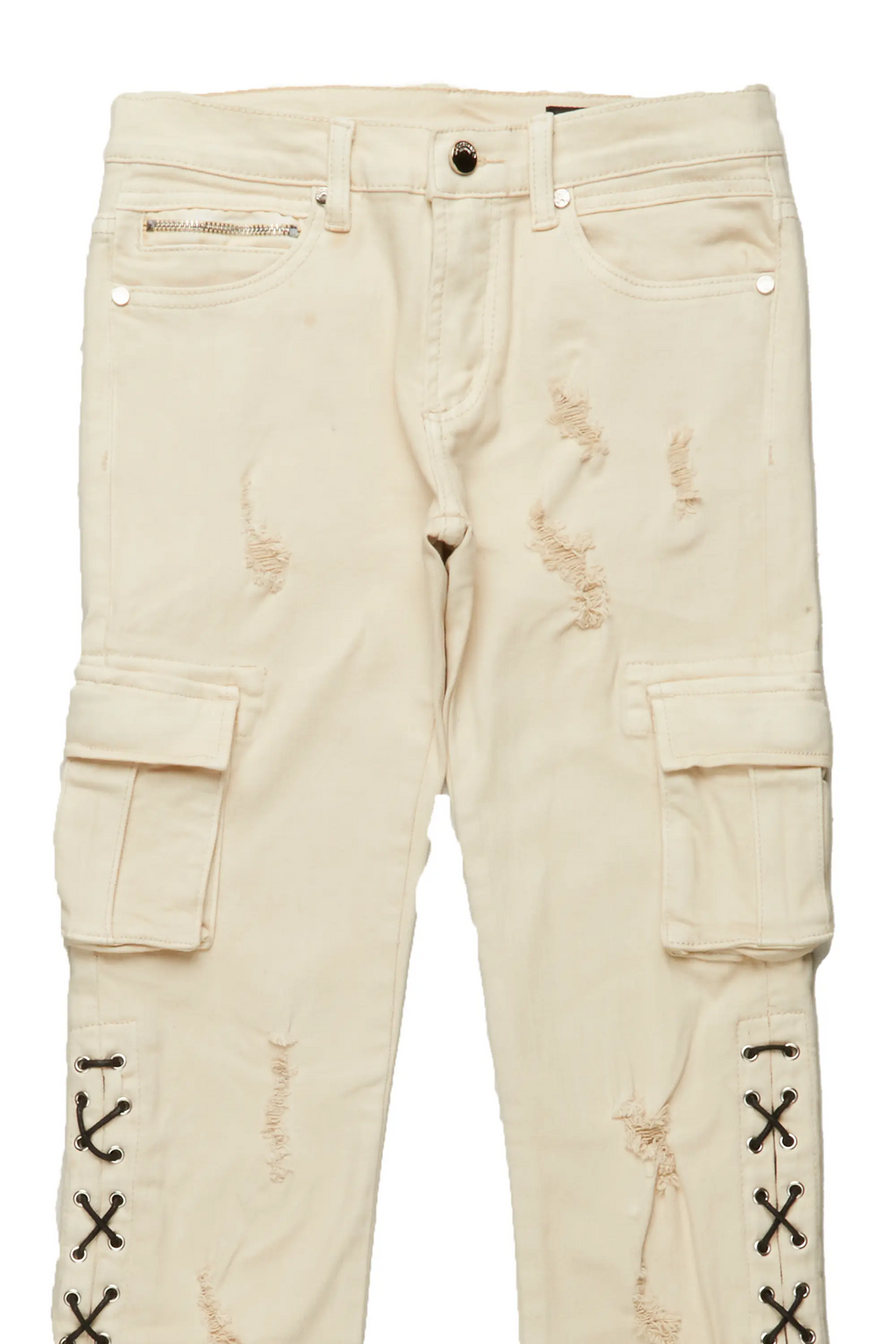 Boys Sylo Beige Stacked Flare Jean