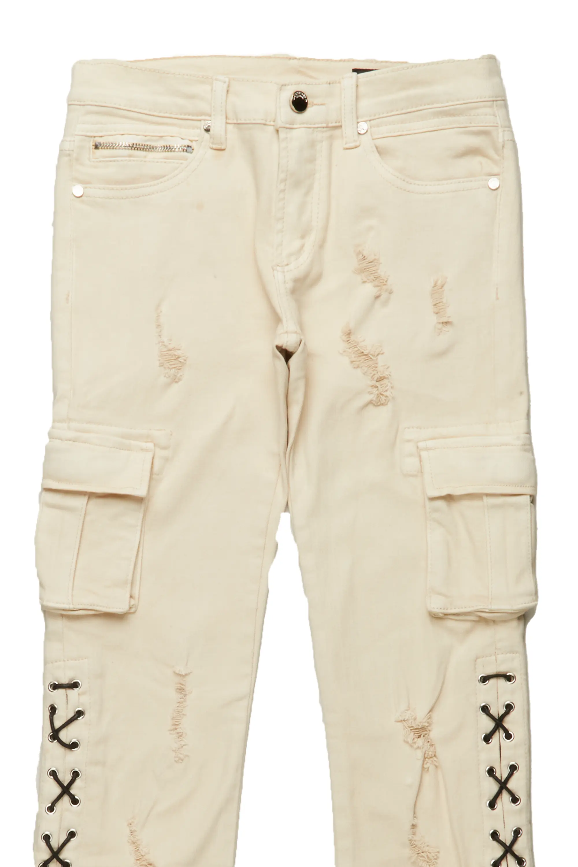 Boys Sylo Beige Stacked Flare Jean