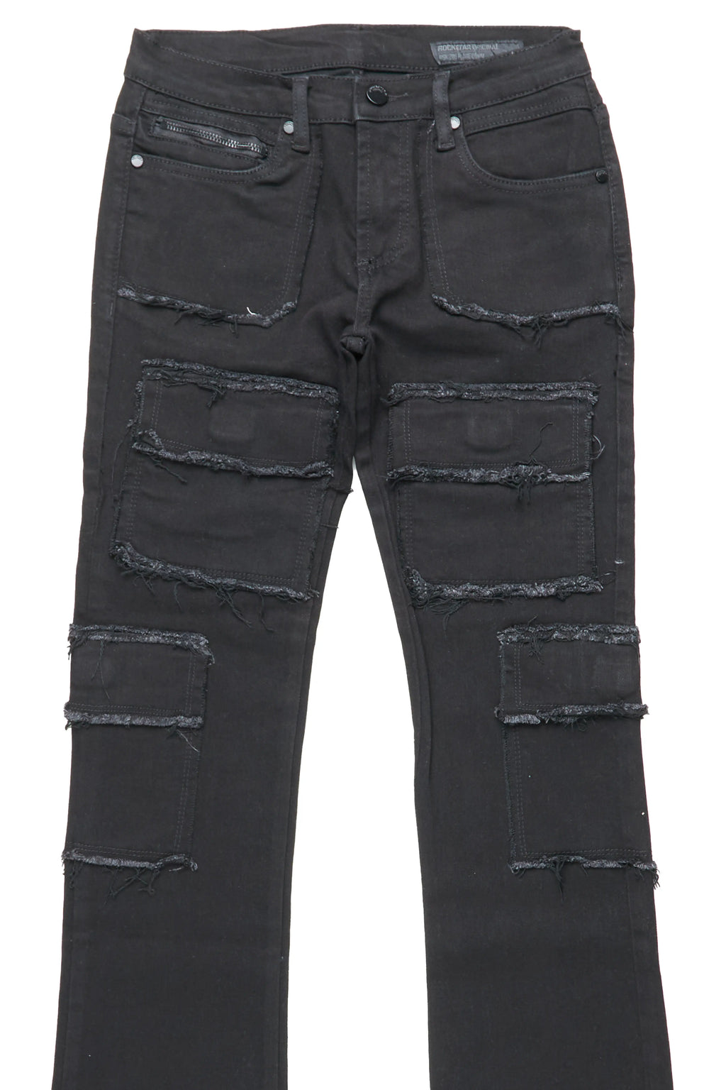 Boys Tyrell Black Stacked Flare Cargo Jean