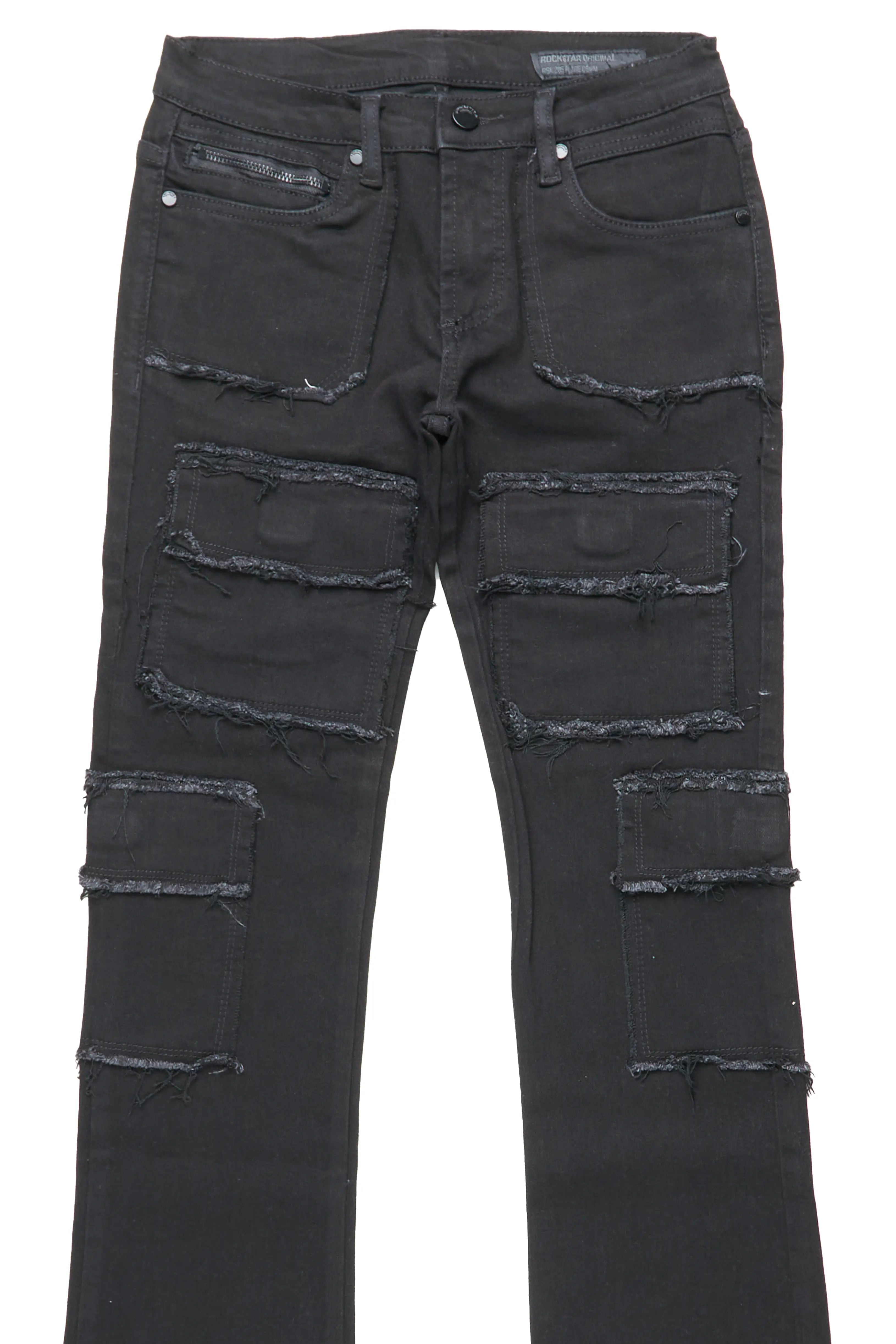 Boys Tyrell Black Stacked Flare Cargo Jean