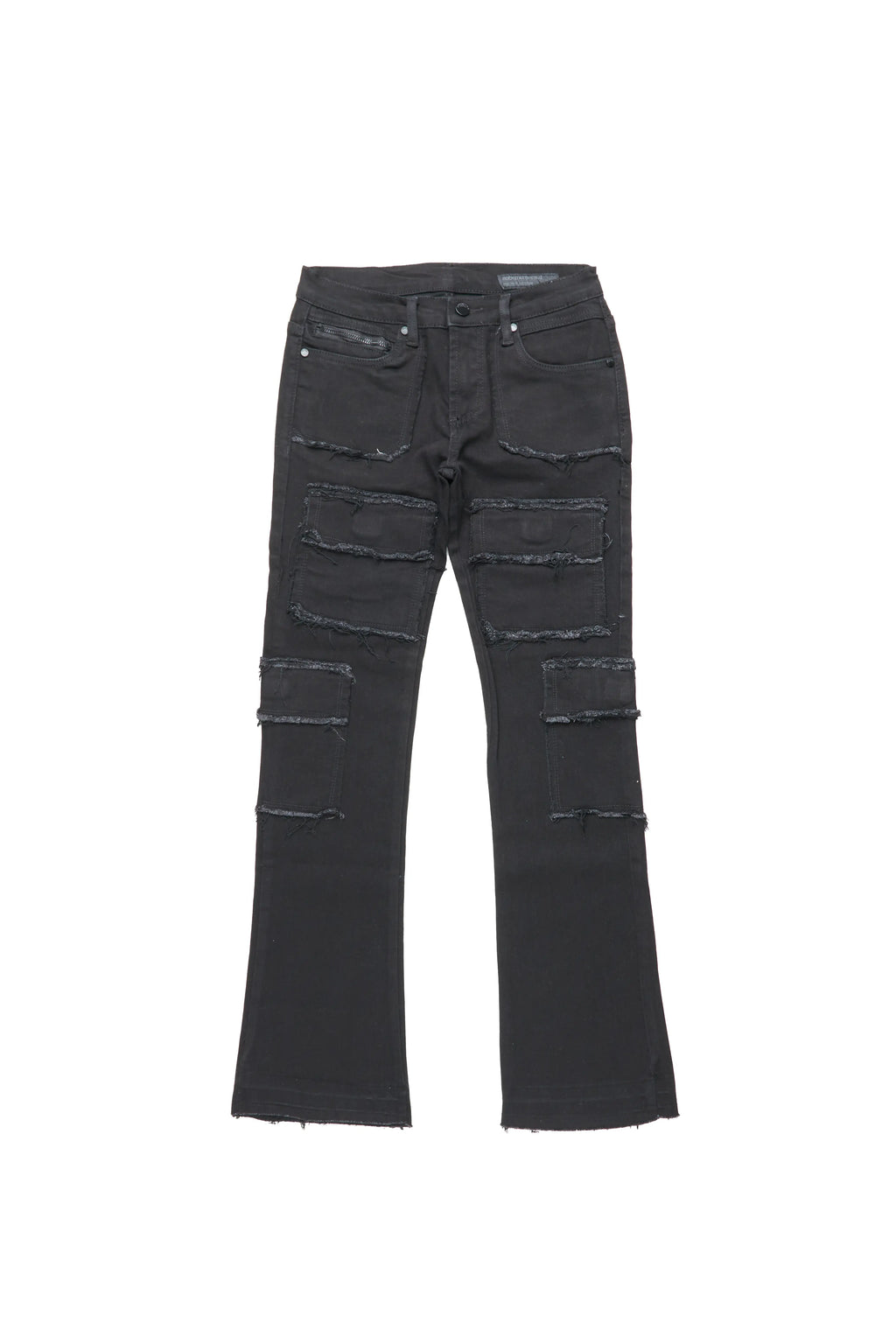 Boys Tyrell Black Stacked Flare Cargo Jean