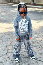 Boys Hakon Grey Graphic Knitted Mohair Hoodies