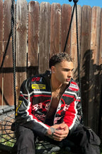 Roch Black/White Leather Moto Jacket