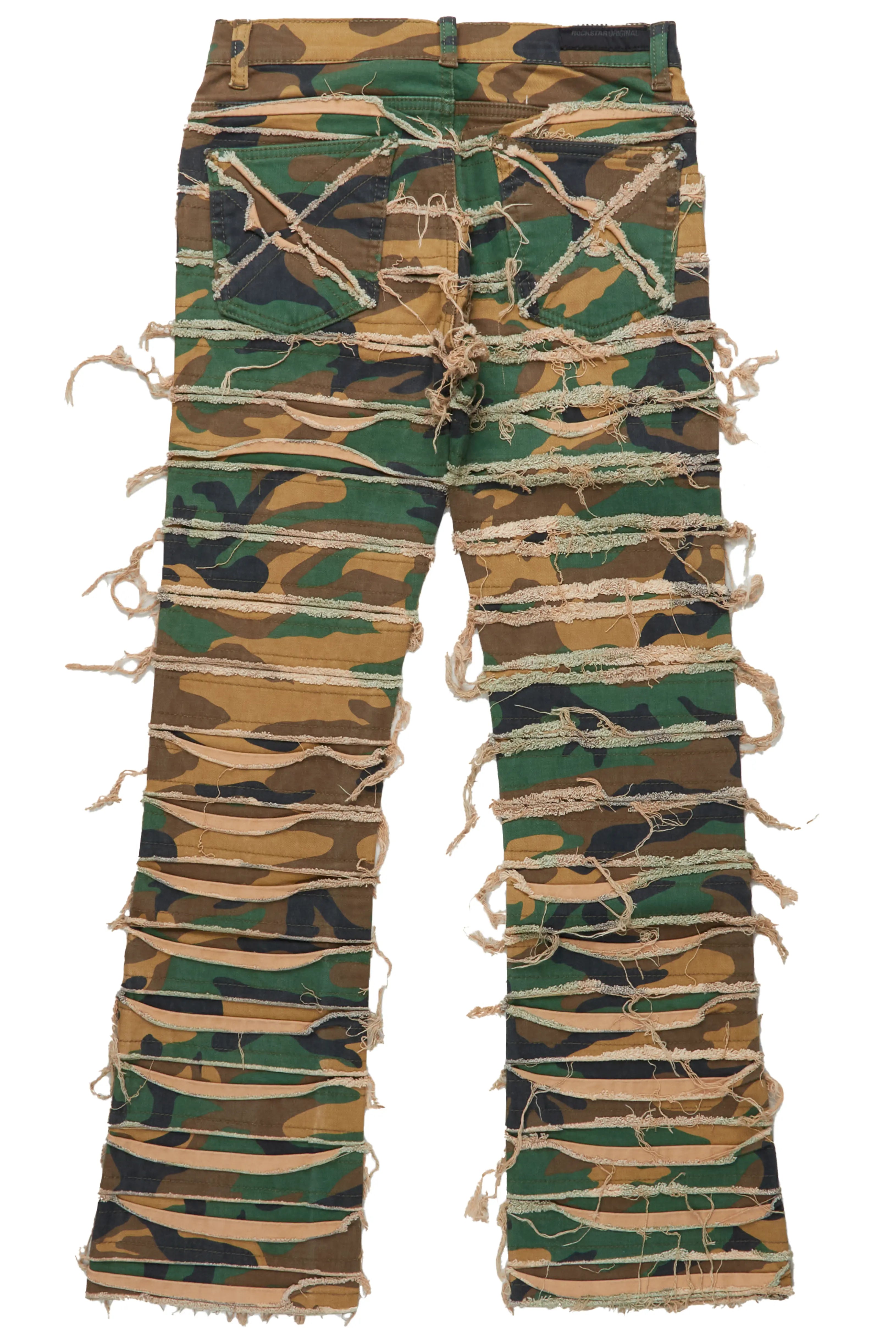 Cassius Faded Camo Stacked Flare Jean