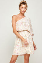 Short Printed One Shoulder Dress