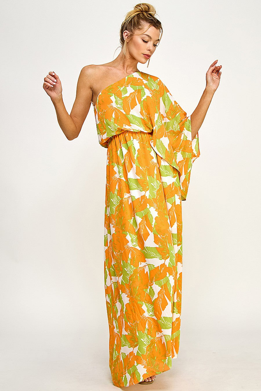 Long Floral One Shoulder Dress