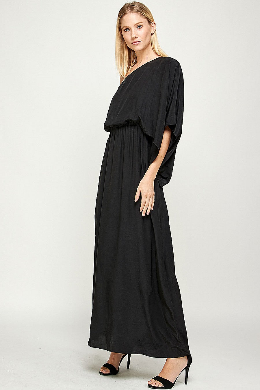 Long One Shoulder Satin Dress