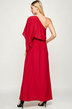 Long One Shoulder Satin Dress