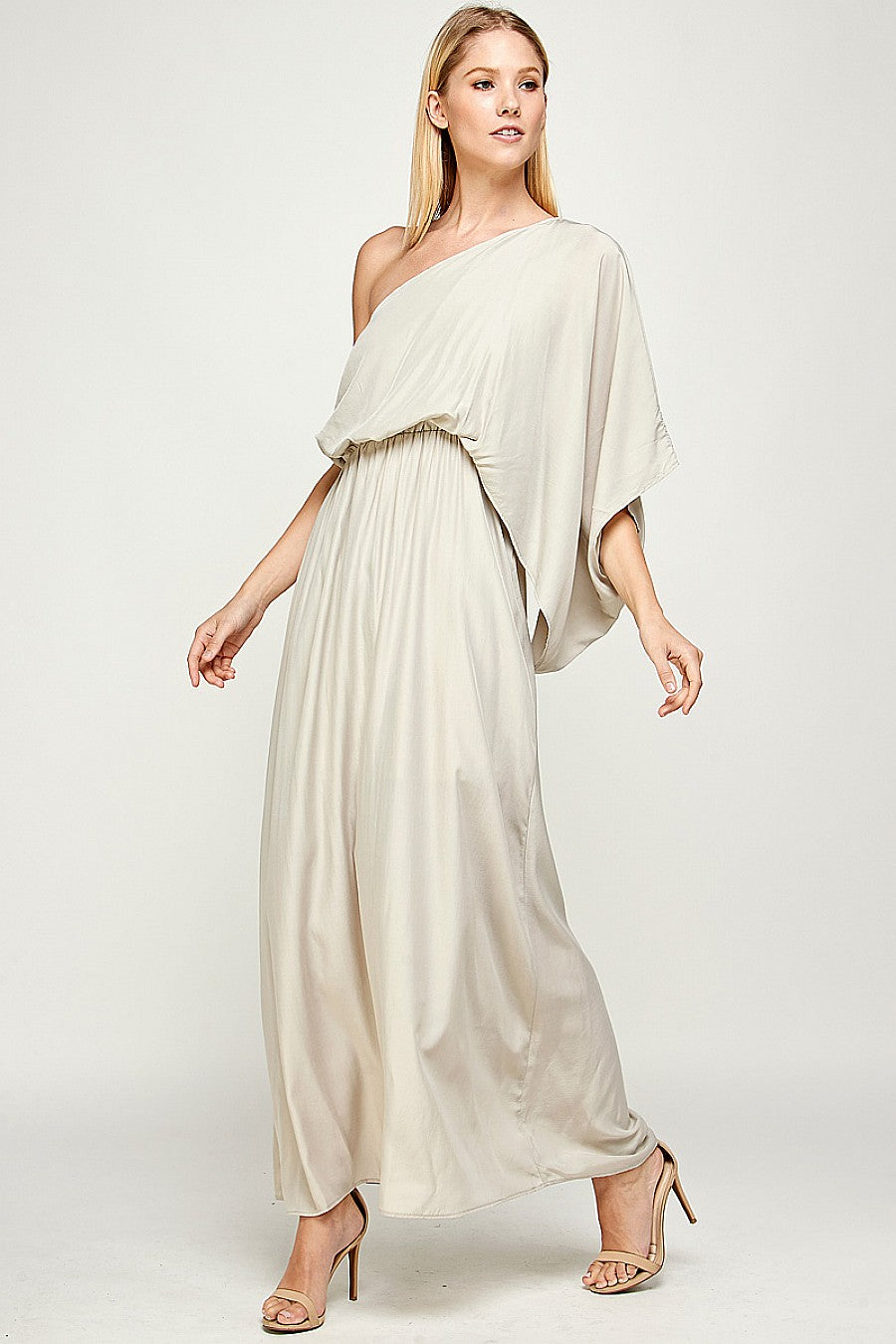 Long One Shoulder Satin Dress
