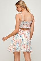 Short Spaghetti Strap Tropical Print Dress