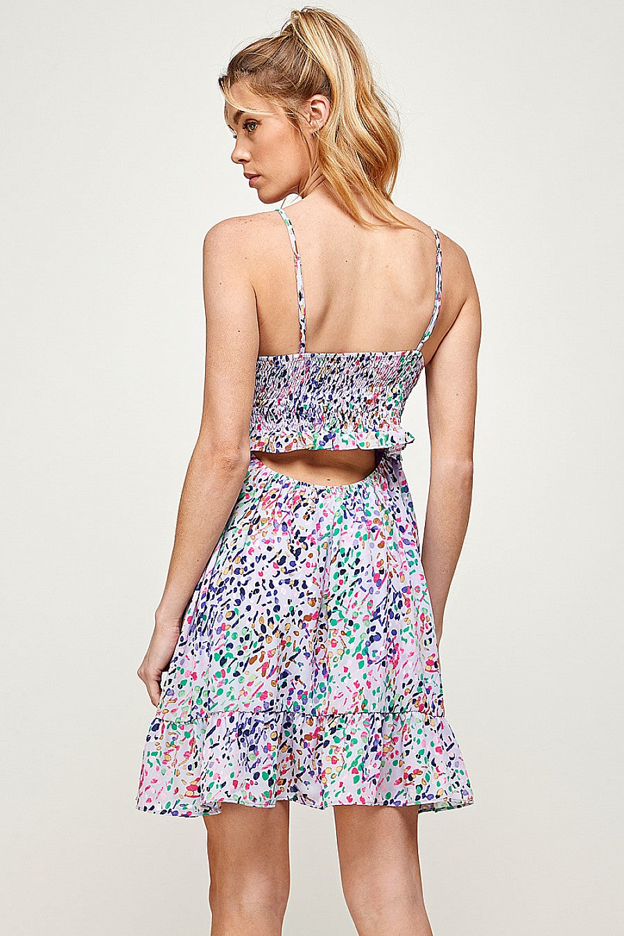 Short Printed Spaghetti Strap Mini Dress