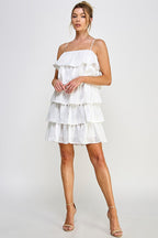 Short Spaghetti Strap Tiered Mini Dress
