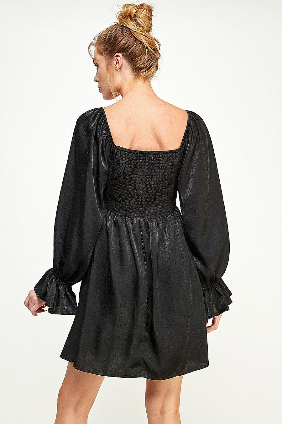 Short Square Neck Long Sleeve Mini Dress