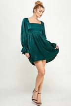 Short Square Neck Long Sleeve Mini Dress