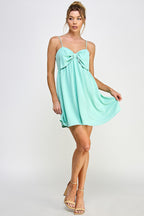 Short Spaghetti Strap Ribbon Mini Dress