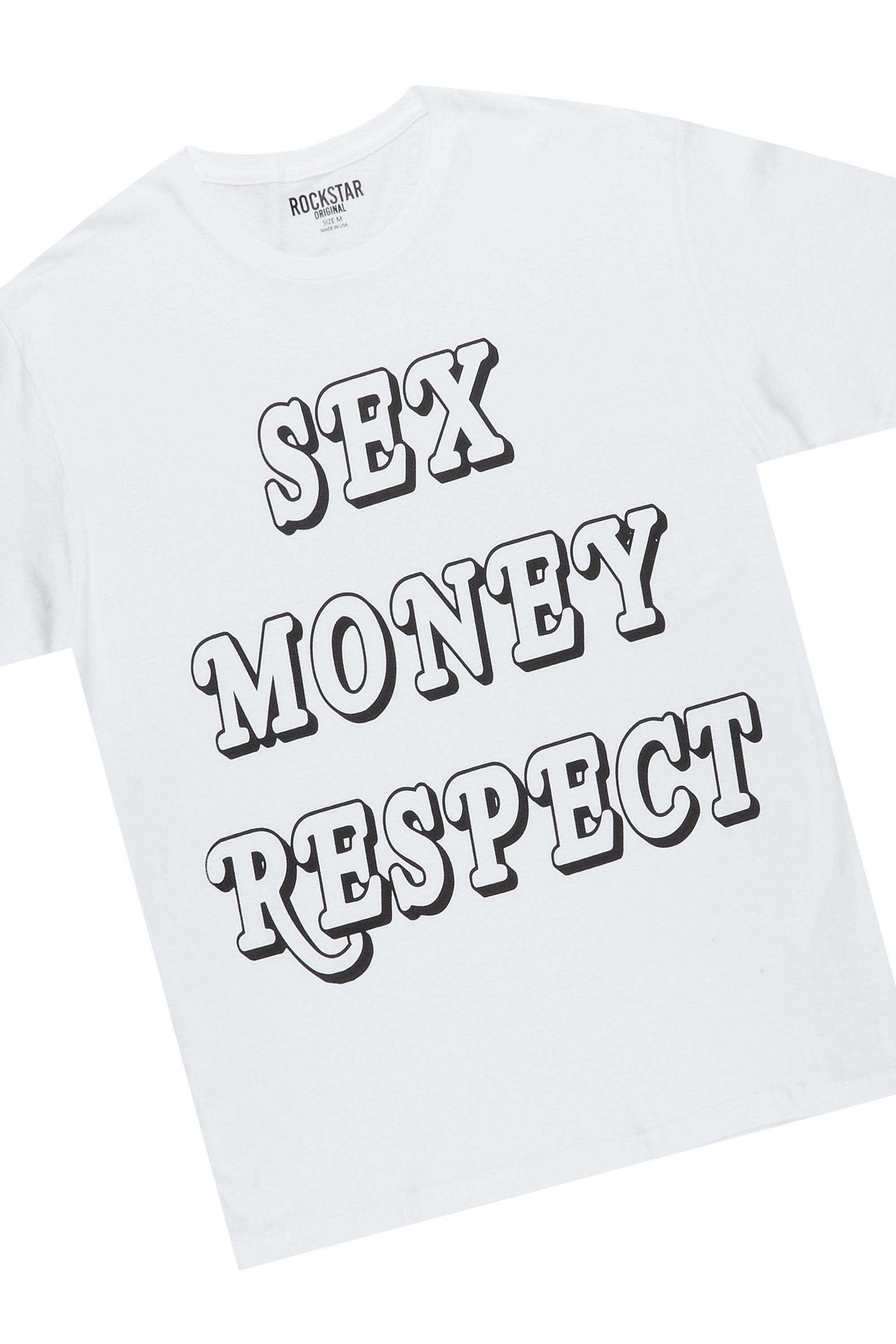 Cain White/Black Graphic T-Shirt Short Set