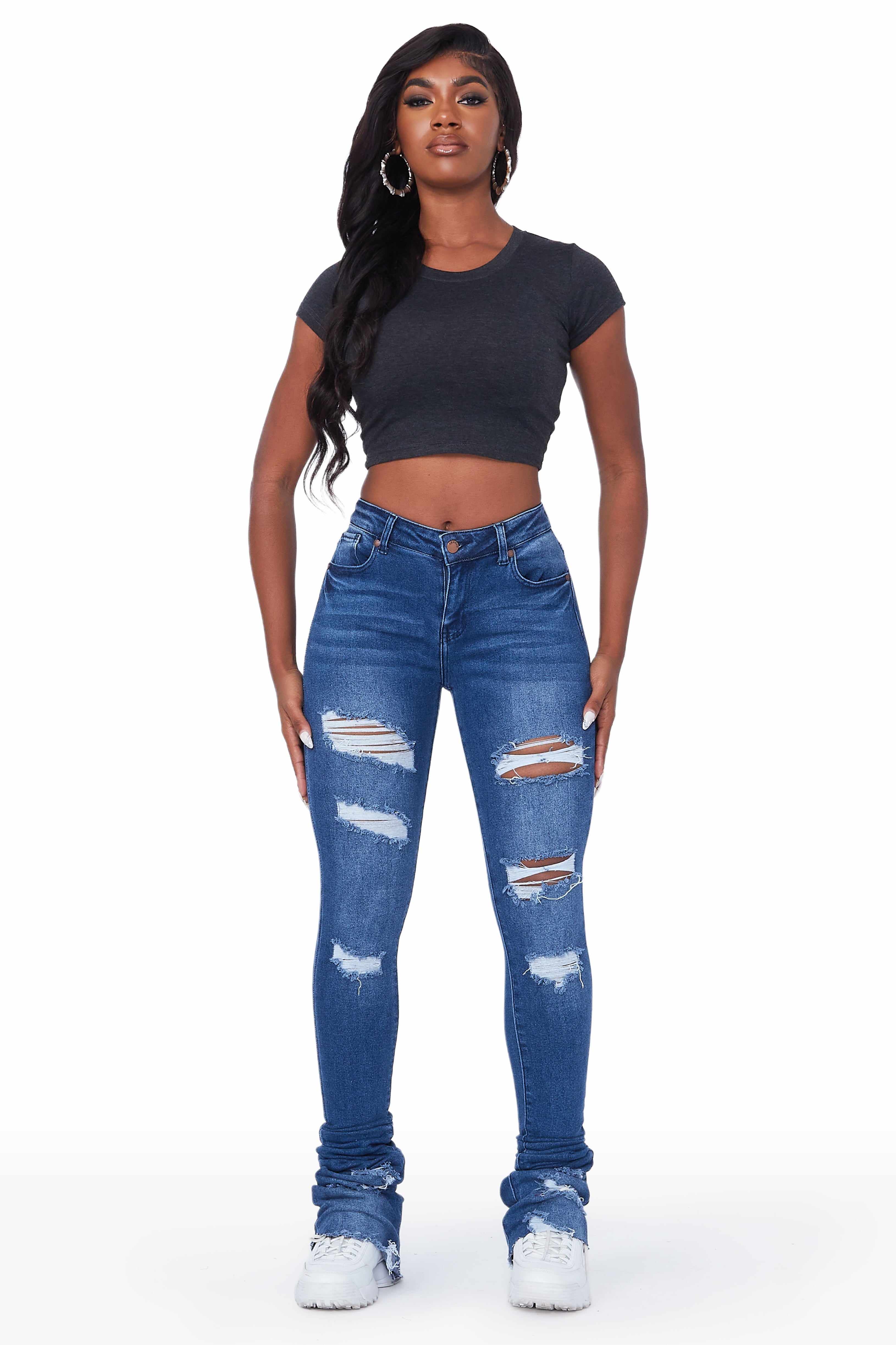 Carissa Med.Wash Super Stacked Jean