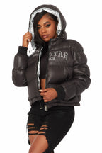 Rose Black Puffer Jacket