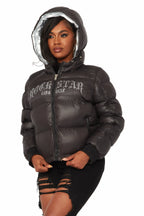 Rose Black Puffer Jacket