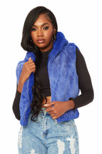 Christal Royal Blue Fur Vest