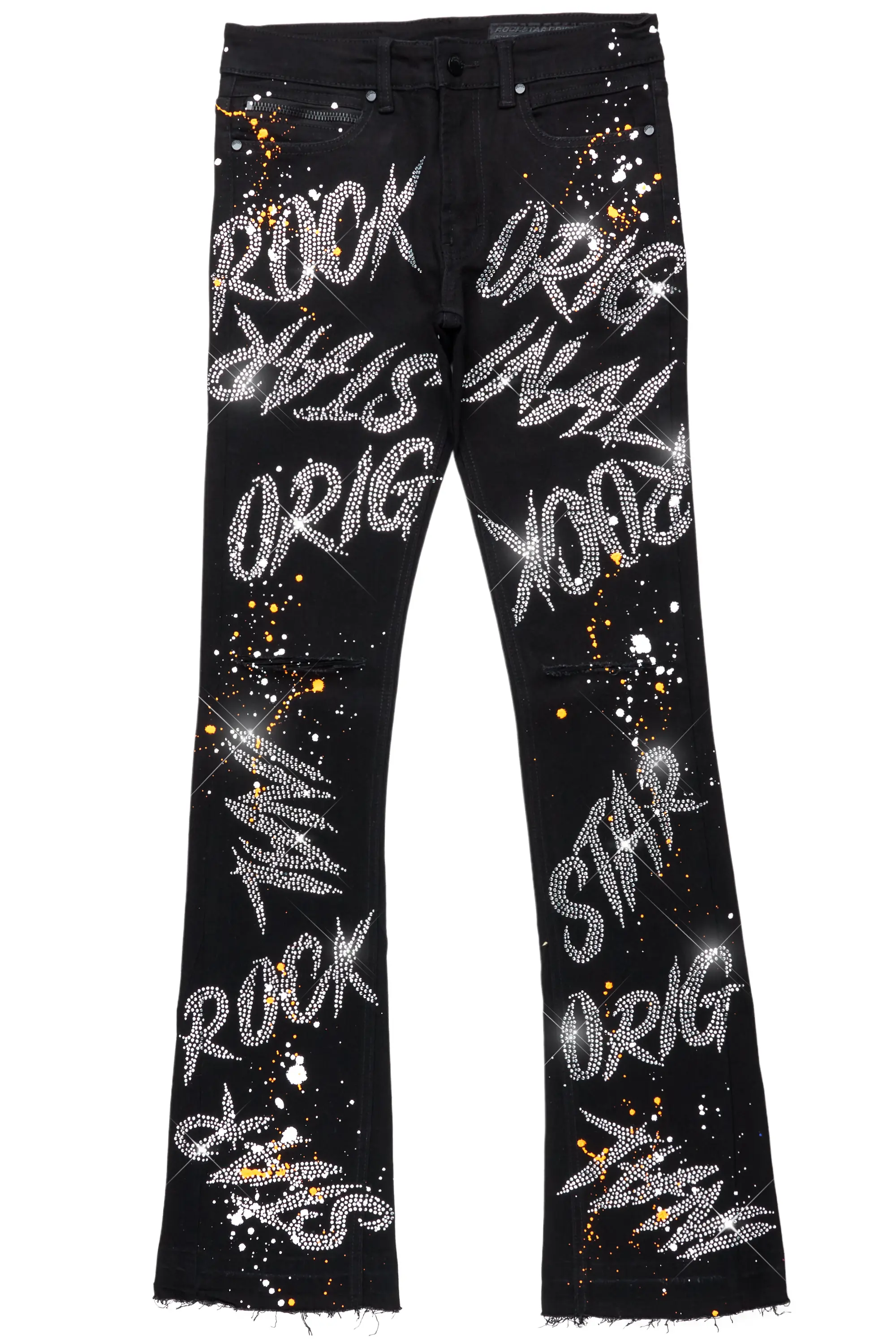 Eren Black/Orange Stacked Flare Jean