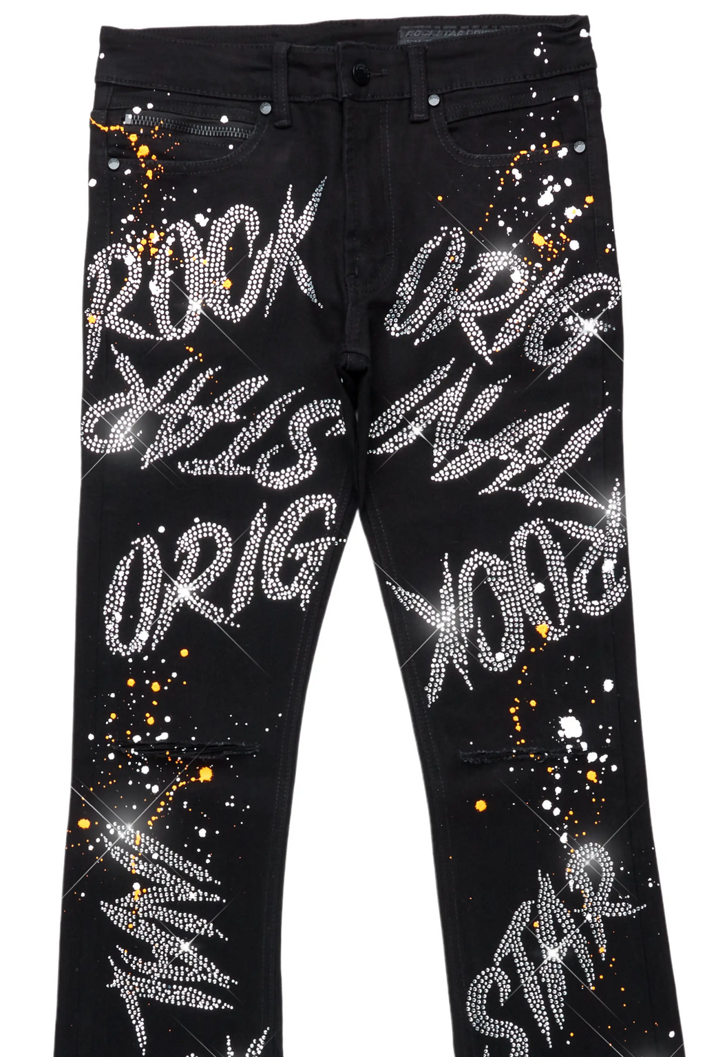 Eren Black/Orange Stacked Flare Jean