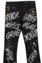 Eren Black/Orange Stacked Flare Jean