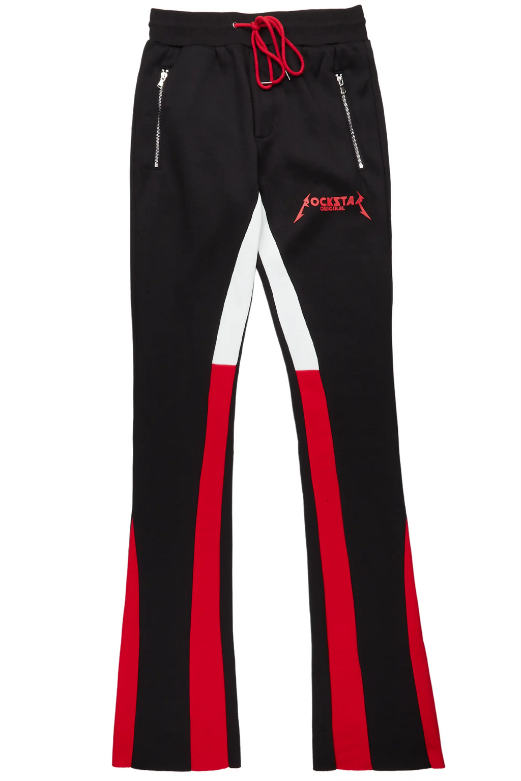 Everest Black Stacked Flare Track Pant