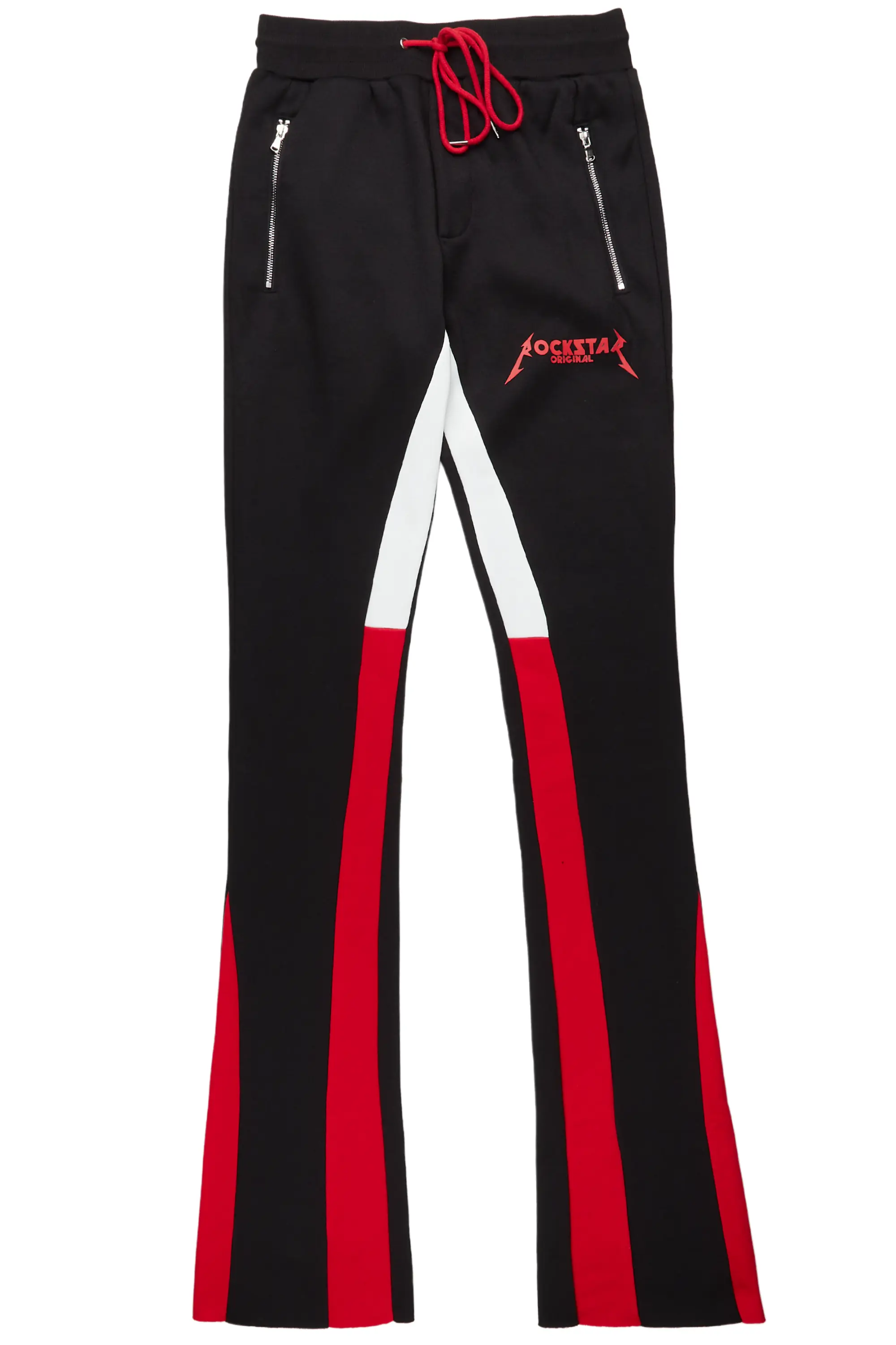 Everest Black Stacked Flare Track Pant