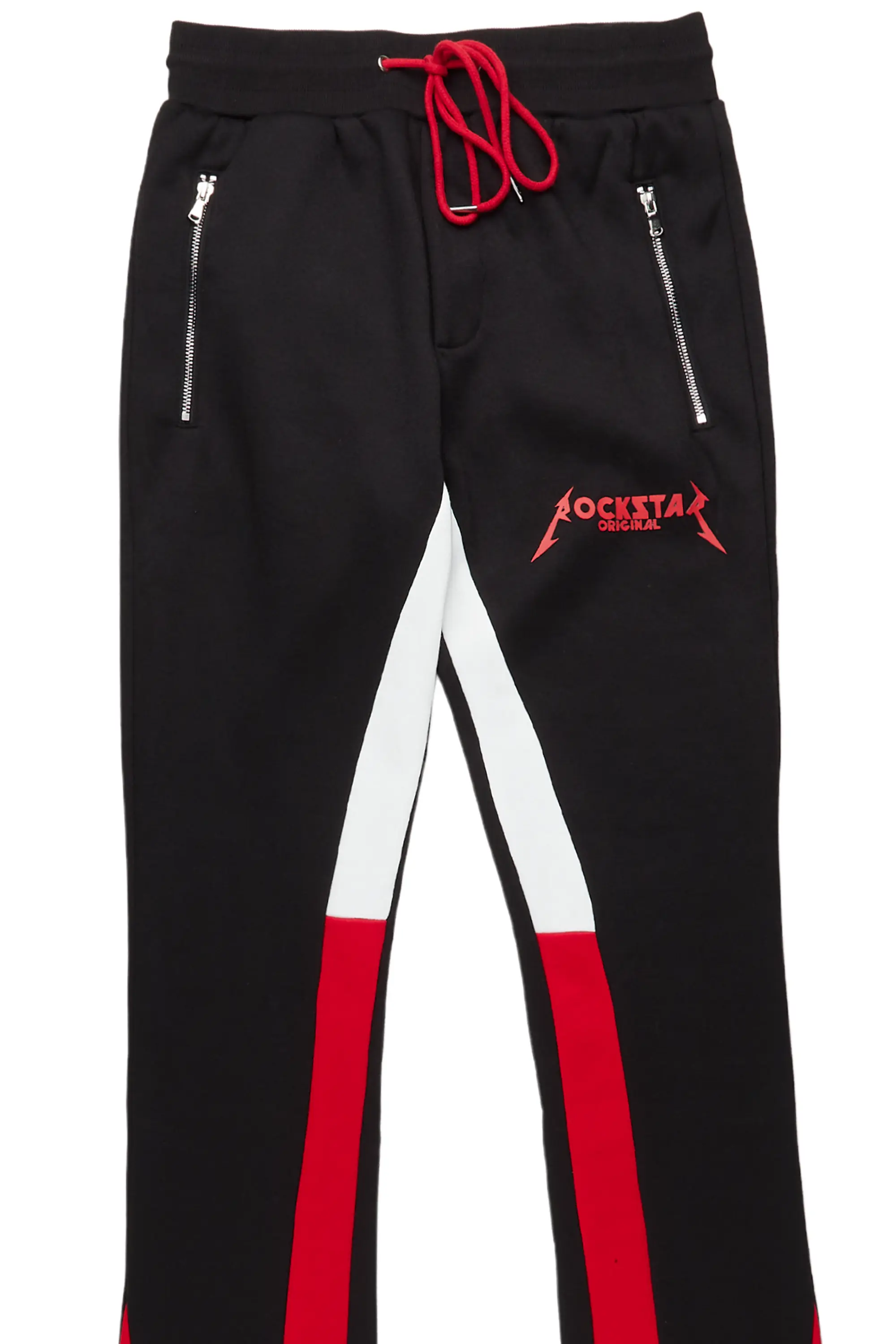 Everest Black Stacked Flare Track Pant