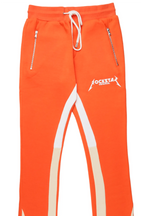 Everest Orange Stacked Flare Track Pant