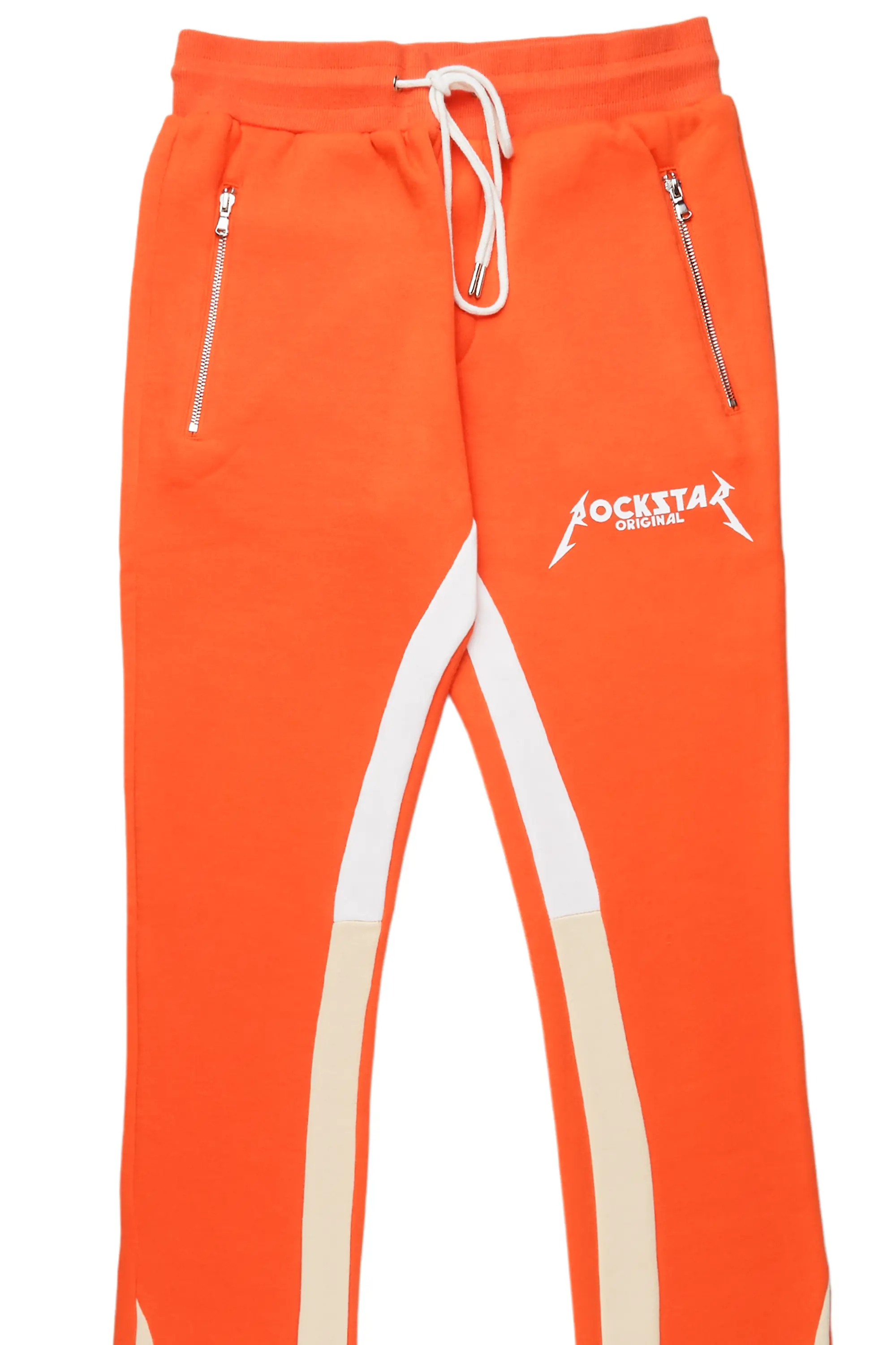 Everest Orange Stacked Flare Track Pant