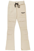 Ezekiel Beige Stacked Flare Pants