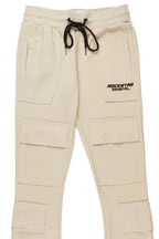 Ezekiel Beige Stacked Flare Pants