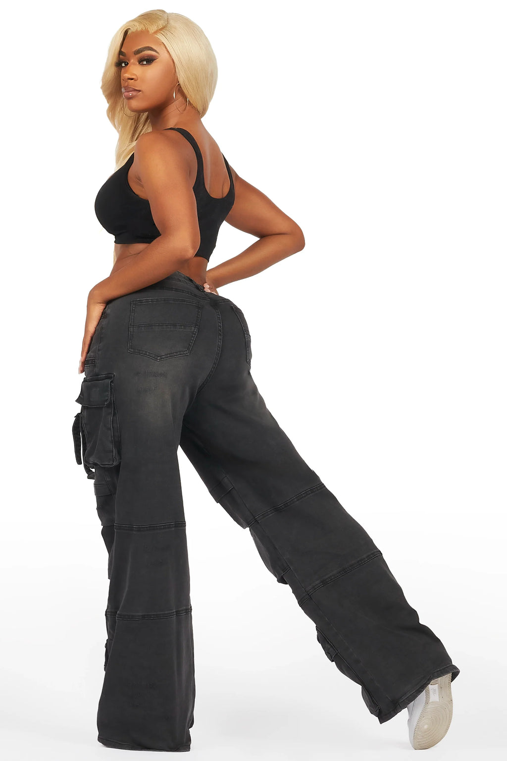 Tarella Black Wash Wide Leg Jean