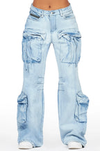 Corria Light Wash Baggy Cargo Jean