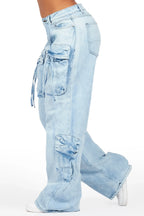 Corria Light Wash Baggy Cargo Jean