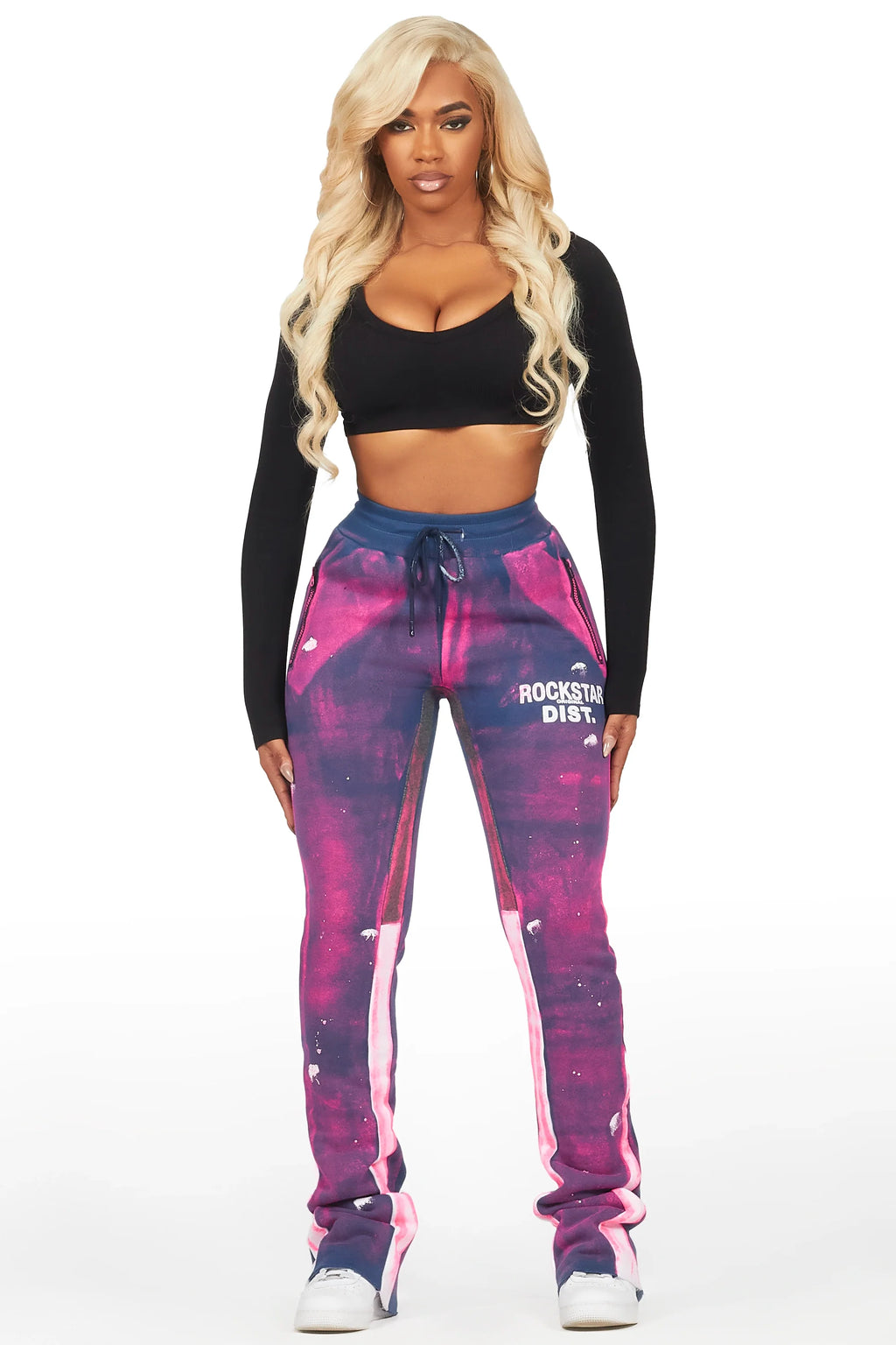 Tanisha Navy Stacked Flare Pant