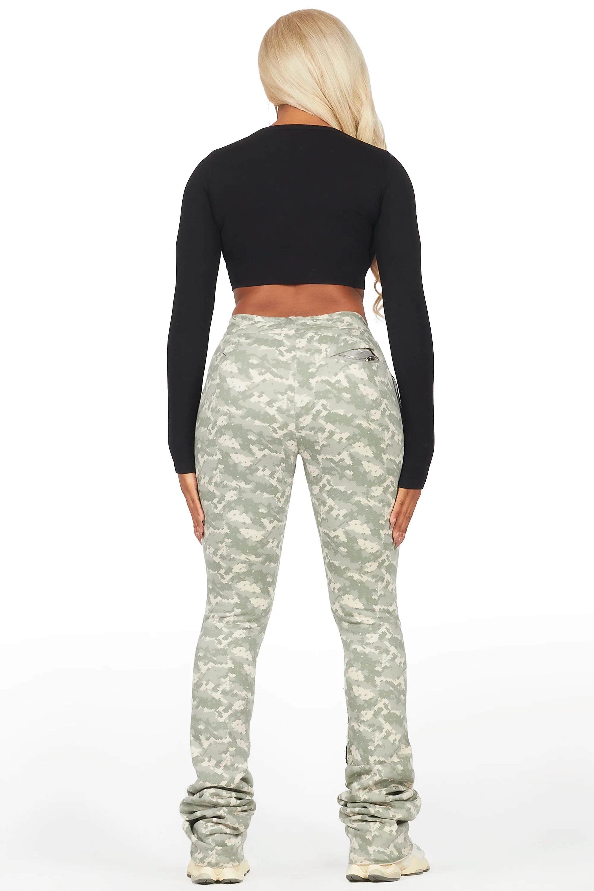 Tatiana Digital Camo Super Stacked Track Pant