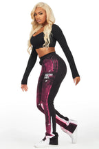 Tanisha Black Stacked Flare Pant