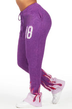 Della Purple Mohair Stacked Track Pant