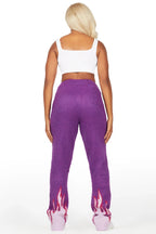 Della Purple Mohair Stacked Track Pant
