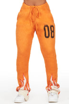 Della Orange Mohair Stacked Track Pant