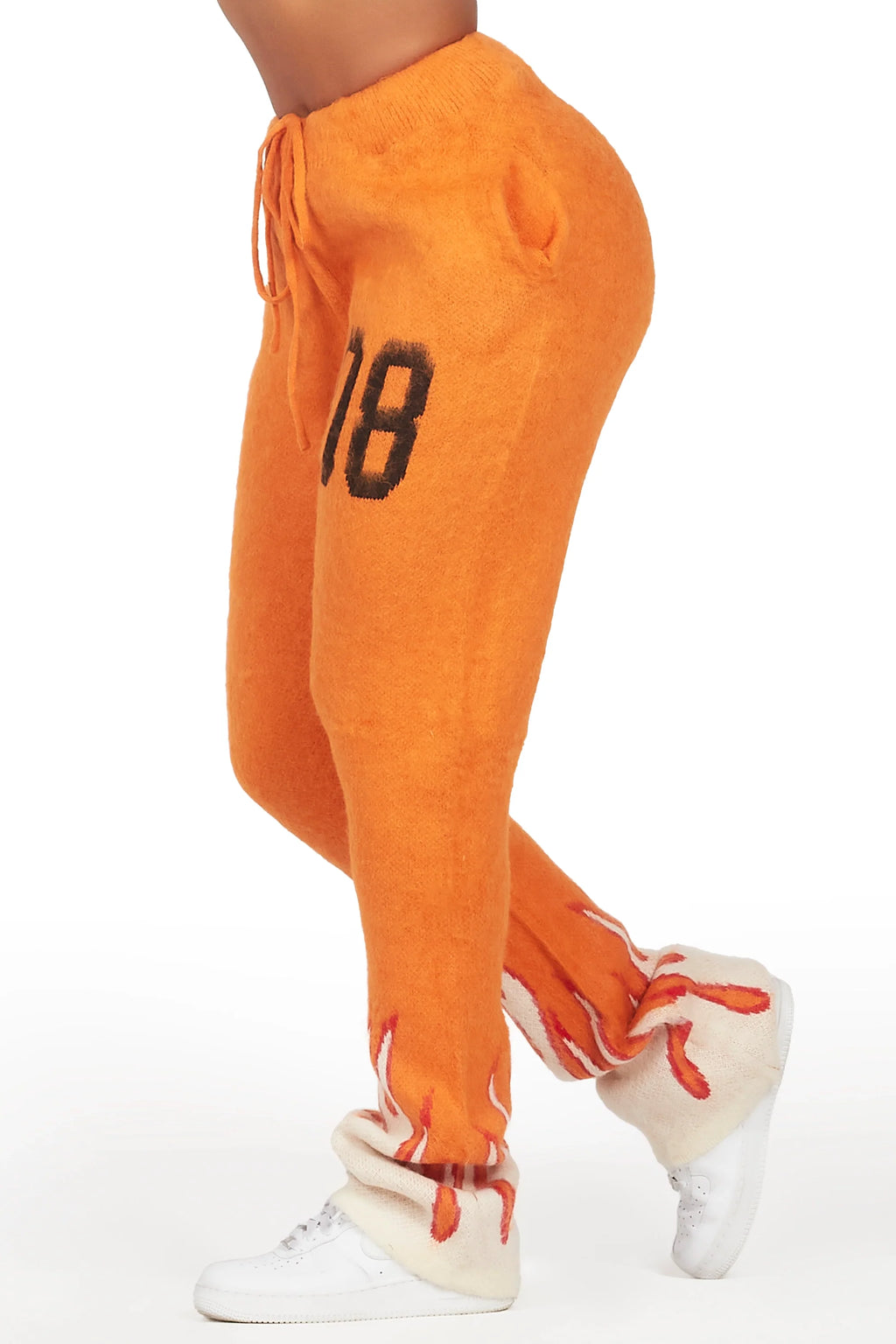 Della Orange Mohair Stacked Track Pant