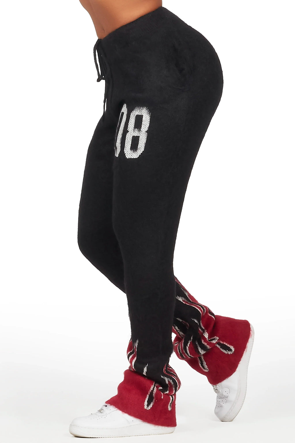 Della Black Mohair Stacked Track Pant