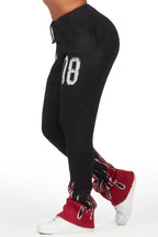 Della Black Mohair Stacked Track Pant