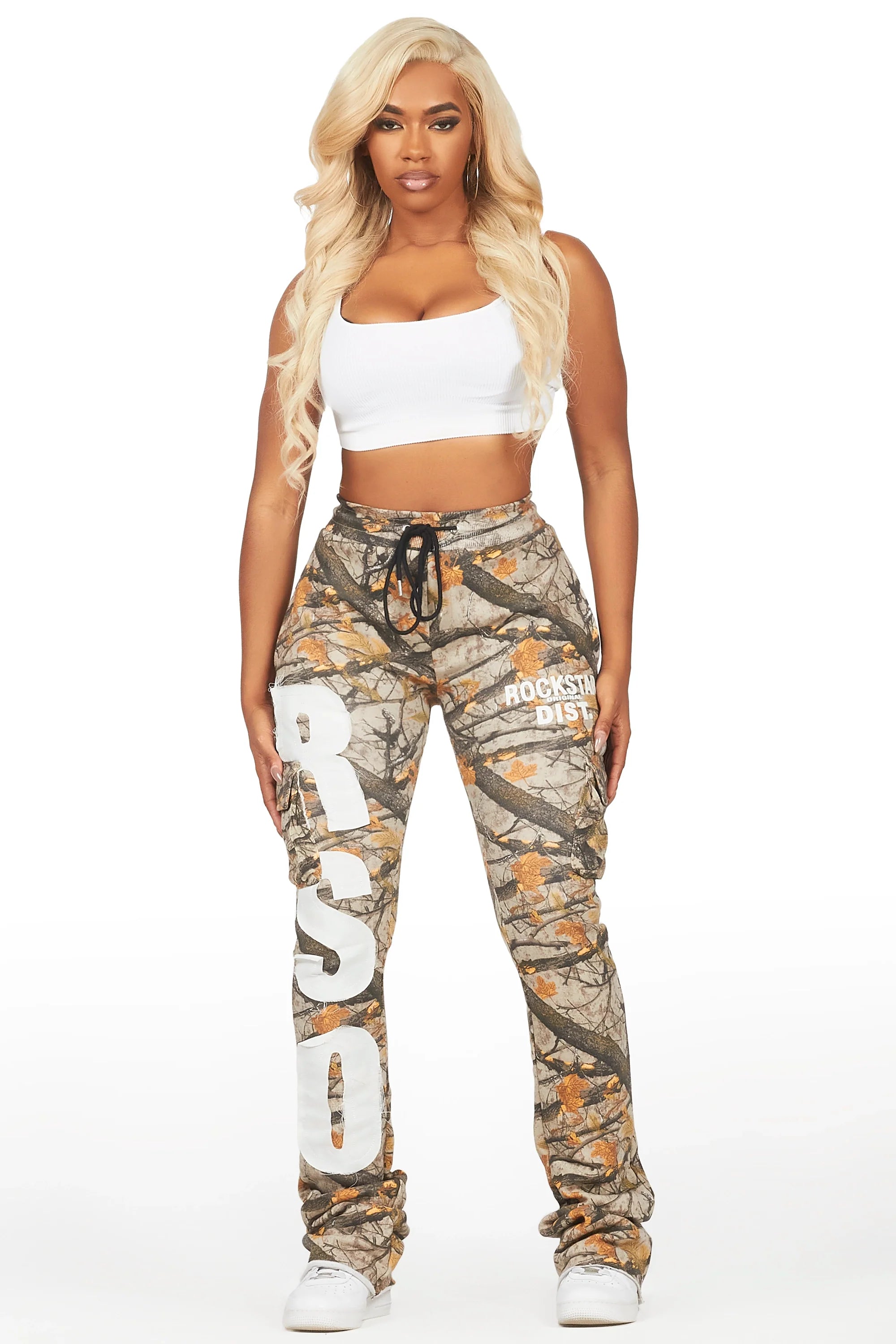 Sidni Tree Camo Super Stacked Track Pant