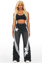 Bryana Black Wash Wide Leg Jean