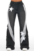 Bryana Black Wash Wide Leg Jean